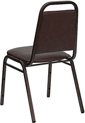 Flash Furniture 4 Pack HERCULES Series Stacking Banquet Chair - Brown Vinyl/Copper Vein Frame