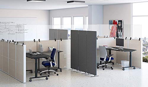 Stand Steady Clear Cubicle Wall Extender | Single 60 in x 30 in Panel | Clamp On Acrylic Shield & Sneeze Guard | Portable Desk Divider for Desk Walls & Cubicles | for Offices, Libraries & More