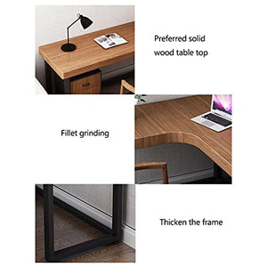 SHENXINCI L-Shaped Desk Solid Wood Desk, Walnut Corner Gaming Computer Desks for Home Office PC Workstation Table,Wood(Walnut) & Metal(Black),Multiple
