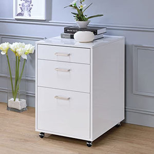 Generic 3 Drawers White High Gloss File Cabinet