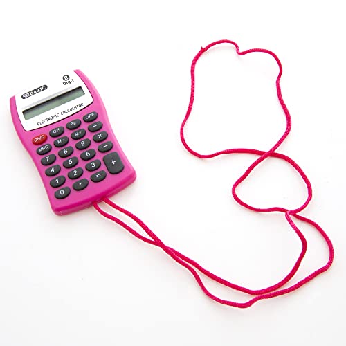 BAZIC Products Pocket Size Calculator 8-Digit with Neck String, LCD Display, Small Standard Function Electronics Calculators - 144-Pack