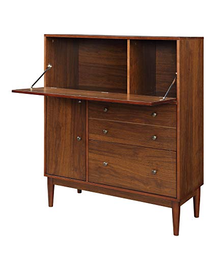 Benjara Wooden Office Armoire with Drop Down Door Storage, Brown