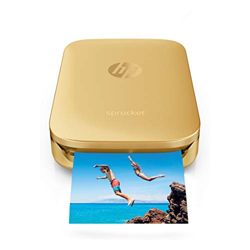 HP Sprocket Portable Photo Printer – Print Social Media Photos on 2x3 Sticky-Backed Paper – Gold (Z3Z94A)