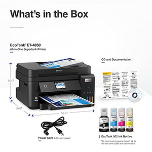 Epson EcoTank ET-4850 Wireless All-in-One Cartridge-Free Supertank Printer with Scanner, Copier, Fax, ADF and Ethernet – The Perfect Printer for Your Office - Black