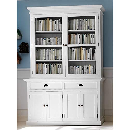 Beaumont Lane Wood China Cabinet/Hutch Buffet/Bookcase in Pure White