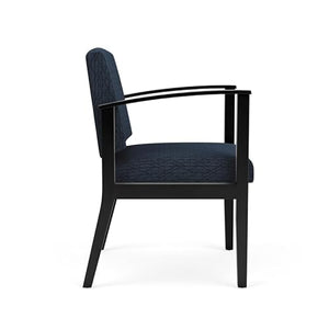 Lesro Amherst Wood Reception Guest Chair in Black/Adler Midnight Sky