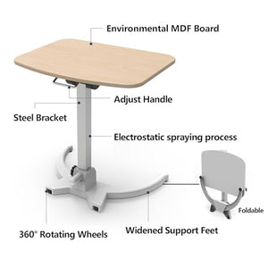 HGTRH Mobile Laptop Standing Desk Cart on Wheels - Adjustable Height, Single Monitor, Sit-to-Stand, Foldable