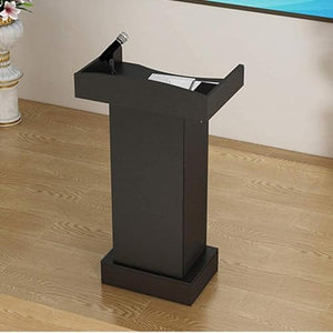 CAMBOS Lectern Podium Stand with Drawer and Open Storage - Portable Wooden Podium for Conferences