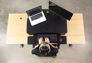 VIVO Black Electric Height Adjustable 36 inch Standing Desk Converter, Sit Stand Tabletop Dual Monitor and Laptop Riser Workstation, DESK-V000EB