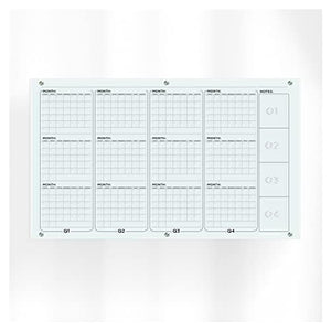 Giant Clear Acrylic Dry Erase Calendar Year Quarter Board For Wall 60 x 36 Inches With Mounting Hardware Silver Anchors, Acrylic Dry Erase Calendar, Jumbo Yearly Wall Calendar With 12 Months Undated