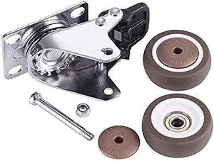 IkiCk Silent Plate Casters with Brake 15 Inch Rubber Wheels