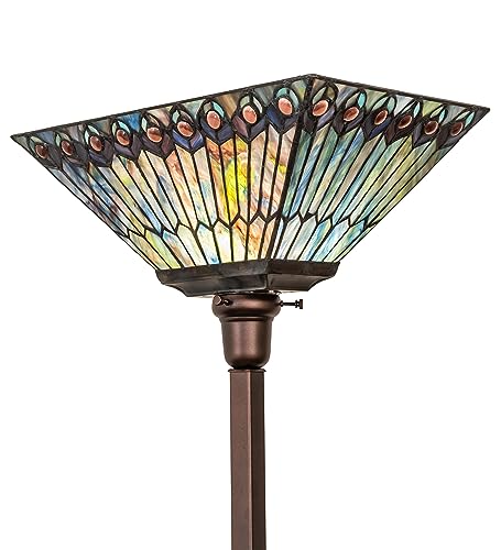Meyda Lighting 70" High Tiffany Jeweled Peacock Torchiere