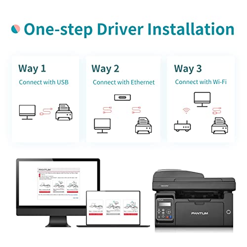 All in One Laser Printer Scanner Copier with Auto Document Feeder, Wireless Multifunction Black and White Laser Printer, Pantum M6552NW with Toner PB-211