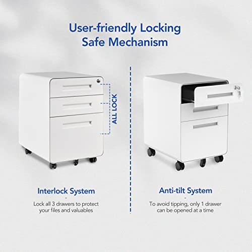 FLEXISPOT Comhar Electric Standing Desk with White Cabinet, Height Adjustable 48" - White Top + Frame