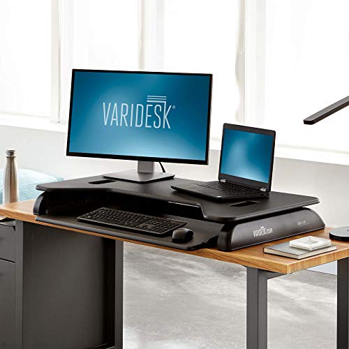 VARIDESK - Height Adjustable Standing Desk Converter - Stand Up Desk for Dual Monitors and Cubicles - Cube Plus 40