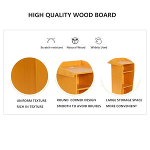 Yadlan Modern Wooden Podium Desk with Storage Shelf