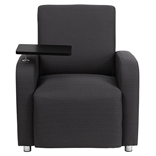 Flash Furniture Gray Fabric Guest Chair with Tablet Arm and Chrome Legs