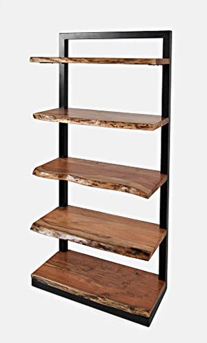 Jofran Inc. Acacia Hardwood Live Edge Bookcase, 5 Shelf, 35''Wx14''Dx71''H, Natural Finish