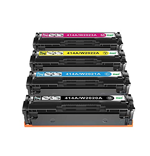 DeWei 414A (with chip) Compatible Toner Cartridge Replacement for HP 414A 414X W2020A W2021A W2022A W2023A HP Color Laserjet Pro MFP M479fdw M454dw M454dn M479fdn (4 pcs Pack, with CHIP)