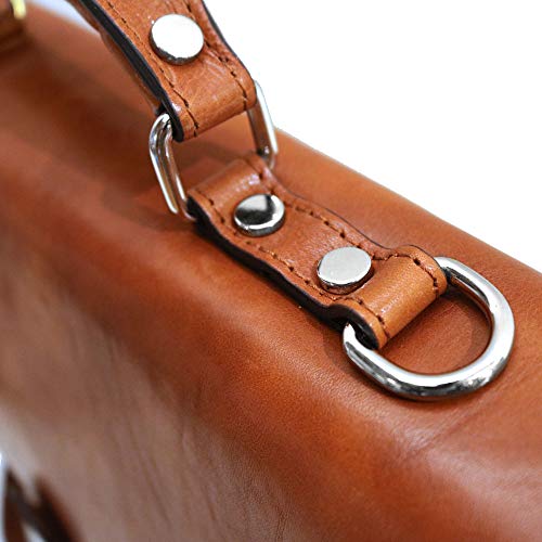 Floto Ponza Full Grain Leather Briefcase in Olive (Honey) Brown