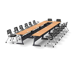 Team Tables 14 Person Training Meeting Seminar Classroom Model 5606 Folding Industrial Caster Z-Base with Power+USB Outlet