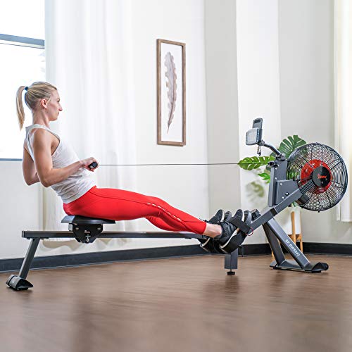 Sunny Health & Fitness Air Plus Magnetic Resistance Rowing Machine – SF-RW5940, Gray