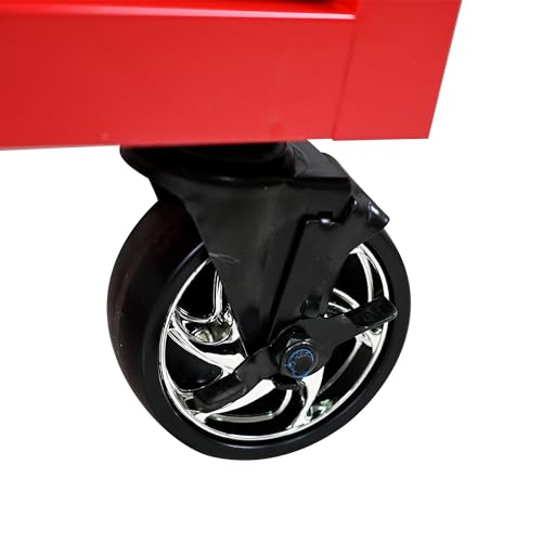 Sunhilda 9 Drawers Multifunctional Tool Cart with Wheels and Wooden Top (Red)
