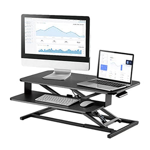 31.5 Inch Standing Desk Converter Stand Up Height Adjustable Desk Riser Home Office Ergonomic Desk Table Workstation with Keyboard Tray Black