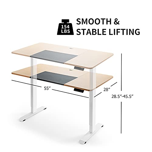 RELAX4LIFE Electric Height Adjustable Standing Desk Lifting Gaming Table Workstation W/Mouse Pad, 4 Programmable Presets Controller, Home Office Memory Stand Up Desk(55” x 28”, Natural+Black)