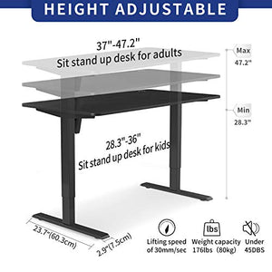 MAIDeSITe Standing Desk Electric Height Adjustable Computer Desk 55 x 28 Inches Home Office Desk Memory Controller Sit Stand Table Computer Workstations Black