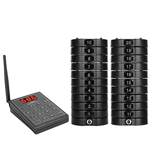V BESTLIFE Restaurant Paging Beepers System with 1 Keypad Sender + 20 Coaster Pager Buzzer - Black