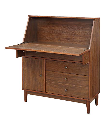 Benjara Wooden Office Armoire with Drop Down Door Storage, Brown