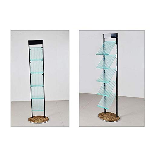 NERDOH Floor-Mounted Booklet Rack 5-Pocket Magazine Display (Photo Color, 151x30x42cm)
