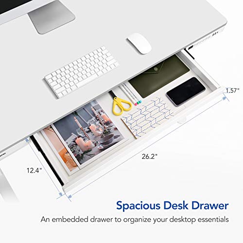 FLEXISPOT Comhar Electric Standing Desk with White Cabinet, Height Adjustable 48" - White Top + Frame