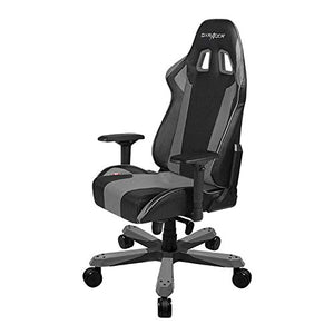 DXRacer King Series Big and Tall Chair DOH/KS06/NG Racing Bucket Seat Office Chair Gaming Chair Ergonomic Computer Chair Esports Desk Chair Executive Chair Furniture with Pillows (Black/Grey)