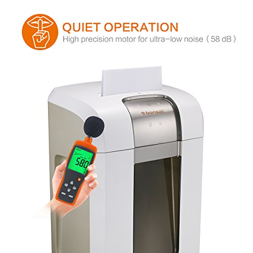 Bonsaii Paper Shredder, Super Micro Cut (1/26 by 5/21 inches) with 7.9 Gallons Wasterbasket, 240 Minutes Continuous Shredding, 5 Sheets, White (5S30)