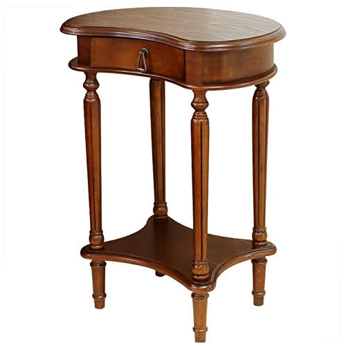 BinOxy Solid Wood 2-Tier Coffee Table with Drawer and Storage Shelf