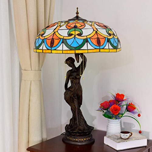 MaGiLL Tiffany Desk Lamp 20 Inch Hand Painted Glass European Style - Living Room Coffee Table Bedroom Night Light
