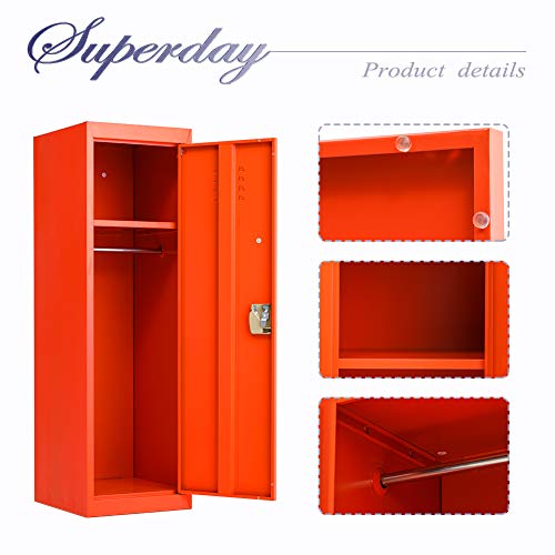 Kids Metal Storage Locker, Steel Storage Locker for Kids Room, Bedroom, Home, School, Locker Cabinet for Toys & Clothes (2 Keys Included, Orange)