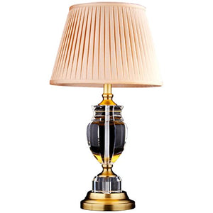 HZB Simple Modern Style Crystal Lamp Luxury Bedroom Bedside Lamp American Retro Copper Study The Living Room Lamp
