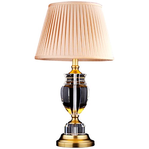 HZB Simple Modern Style Crystal Lamp Luxury Bedroom Bedside Lamp American Retro Copper Study The Living Room Lamp