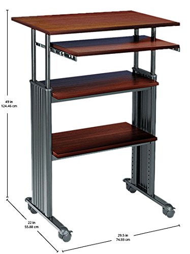 Safco Products 1929CY Muv 35-49" H Stand-Up Desk Adjustable Height Computer Workstation with Keyboard Shelf, Cherry