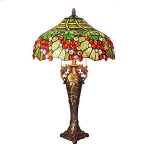 GAUUA Retro Tiffany Style 28" Desk Lamp Green Stained Glass E26/E27 for Bedroom, Living Room, Study