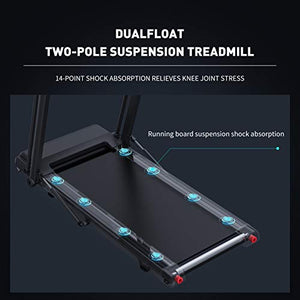 Folding Treadmill Exerciser Foldable Walk Running Machine Portable Treadmills for Home and Apartment LCD Display and Bluetooth Speaker No Assembly