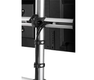 Atdec VFS-DH Dual Freestanding Horizontal Desk Monitor Mount (Supports two displays horizontally up to 27″) with horizontal or vertical orientation, swivelling heads and QuickShift mechanism, Silver,Polished Silver