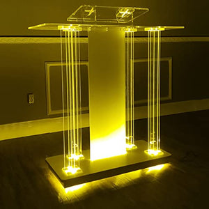 JOuan Acrylic Church Podium Stand with Wheels and Light