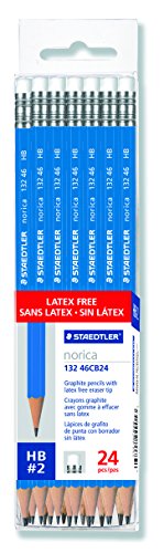 Staedtler Norica 2 HB Pre-Sharpened Hexagonal Graphite Pencils With Eraser Tips, 24 Pack