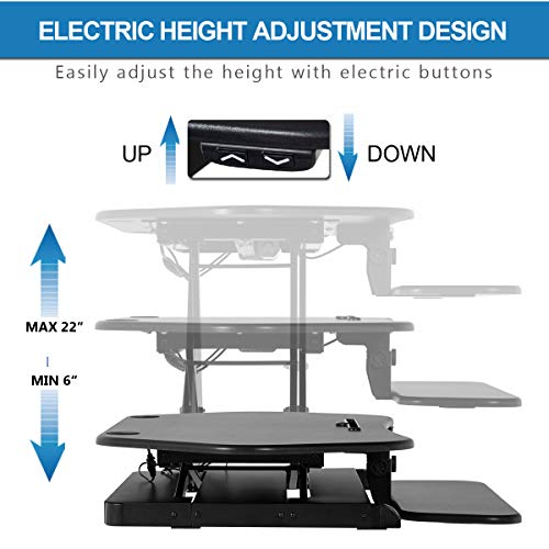 Height Adjustable Standing Desk Converter, 43" Electric Stand Up Desk Riser Sit Stand Desk Workstation fits Dual Monitors for Home Office,Black