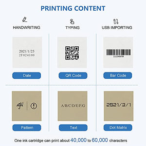 Frifreego Handheld Inkjet Printer, 600DPI Quick-Drying Portable Printer, HD Touch Screen, for Printing QR Code Date Label Brand Logo Custom Text, Suitable for Various Materials, Support 18 Languages