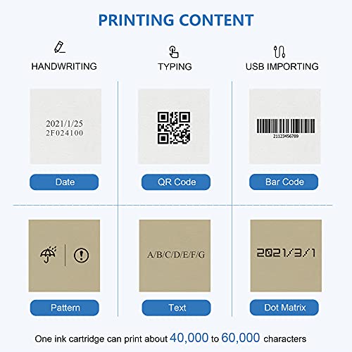 Frifreego Handheld Inkjet Printer, 600DPI Quick-Drying Portable Printer, HD Touch Screen, for Printing QR Code Date Label Brand Logo Custom Text, Suitable for Various Materials, Support 18 Languages